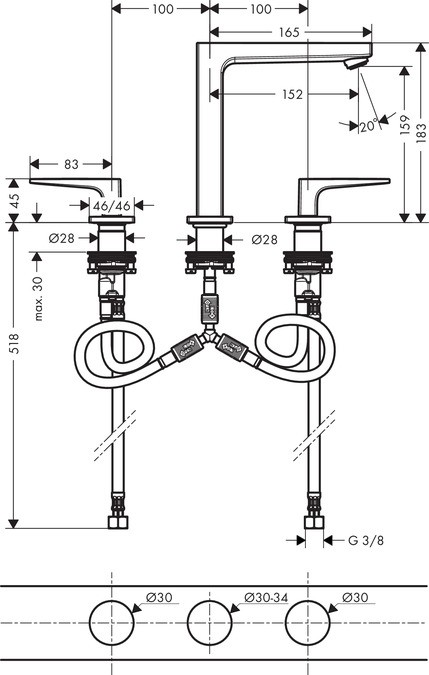 Смеситель для раковины Hansgrohe Metropol 74515000