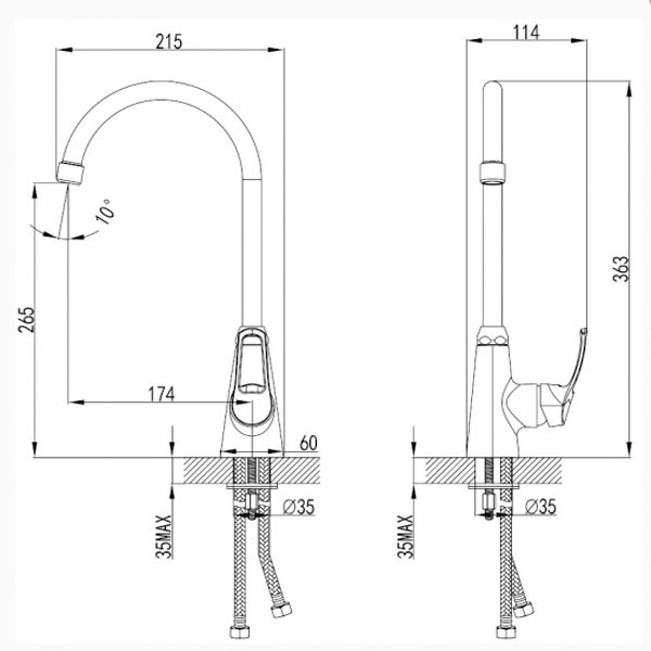 Смеситель для кухни Zenta Линдо Green Line Z1701