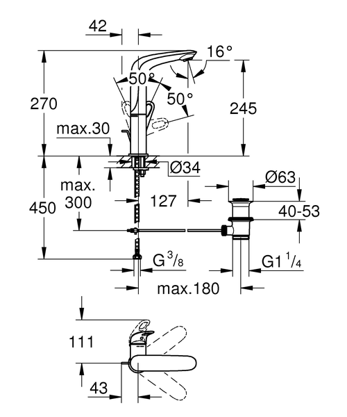 Смеситель для раковины Grohe Eurostyle New 23569003