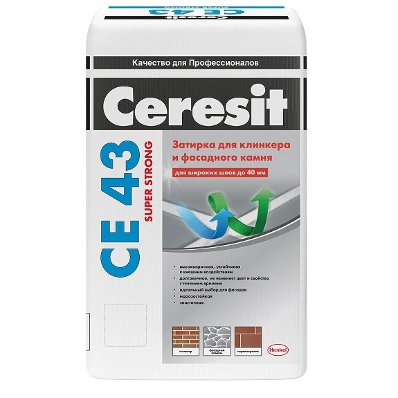 Затирка цементная для широких швов Ceresit CE 43 Super Strong дымчато-белая 25 кг