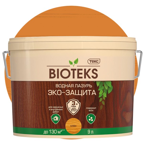 Лазурь водная Текс Bioteks Эко-Защита клен 9 л