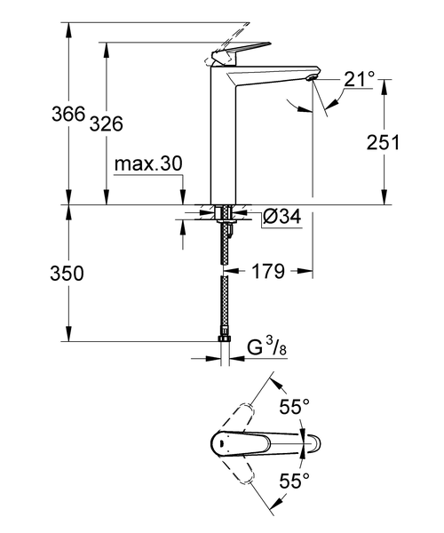 Смеситель для раковины Grohe Eurodisc Cosmopolitan 23432000