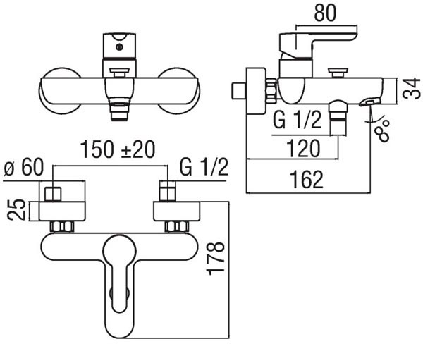 Смеситель для ванны Nobili Abc AB87110/1CR