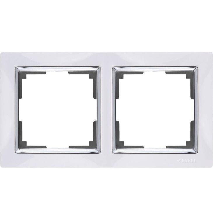 Рамка двухместная Werkel Snabb WL03-Frame-02-white-GD белая/золото
