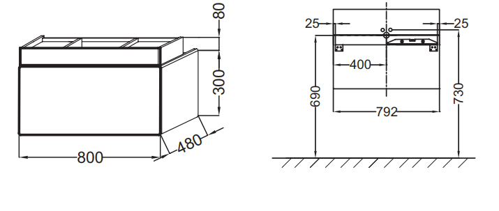Тумба под раковину Jacob Delafon Terrace EB1186-M61 800х480х380 мм мягкий черный