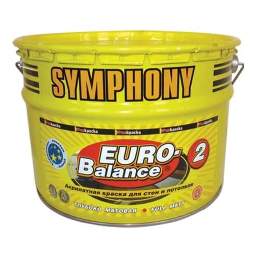 Краска акрилатная Symphony Euro-Balance 2 глубоко матовая 9 л пластиковое ведро