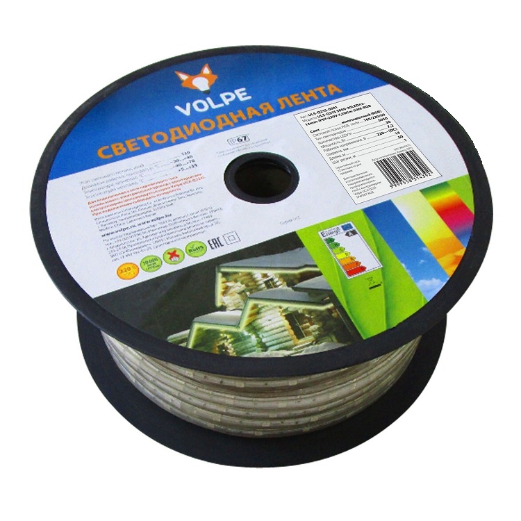 Лента светодиодная Volpe ULS-Q215 5050 30LED IP67 220V 7,2W RGB 25 м