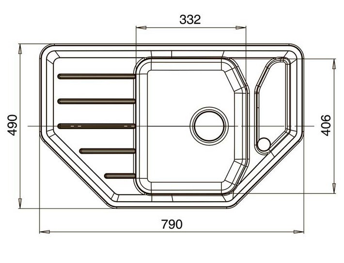 Кухонная мойка GranFest Corner GF-C800E 790х490 мм композитная терракотовая угловая