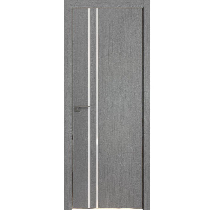Дверное полотно Profil Doors 35ZN экошпон Грувд серый стекло белое матовое 2000х800 мм с врезкой под магнитный замок и скрытые петли