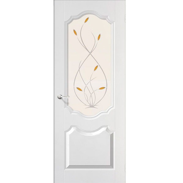 Дверное полотно Ростра Орхидея ПВХ белоснежное остекленное 2000х800 мм