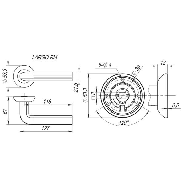 Ручка дверная Fuaro Largo RM SN/CP-3
