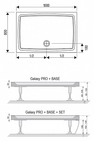 Поддон душевой Ravak Gigant Pro Flat прямоугольный 1000x800х30 мм