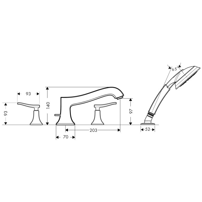 Смеситель на борт ванны Hansgrohe Metris Classic 31314000