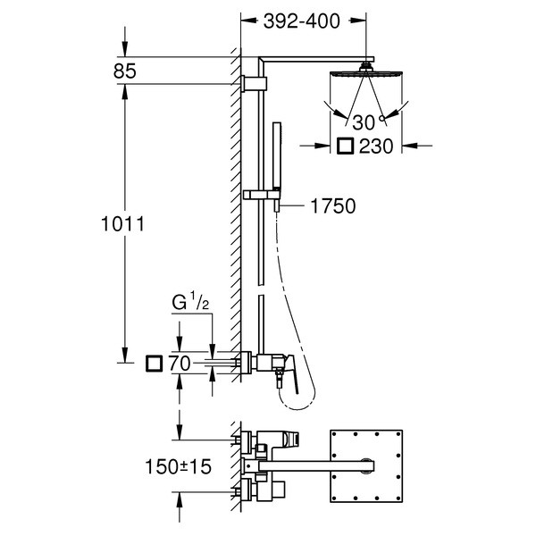 Душевая стойка Grohe Euphoria Cube 230 23147001