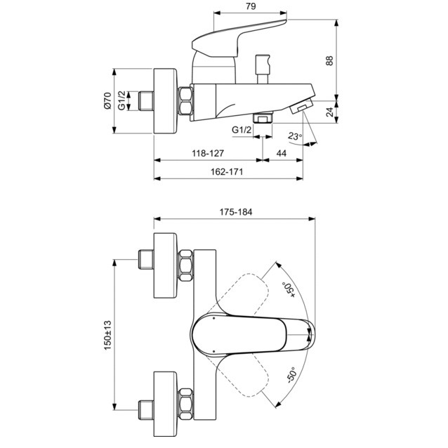 Смеситель для ванны Ideal Standard Ceraflex B1721AA