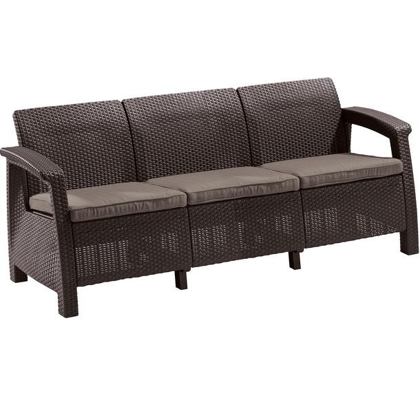 Диван пластиковый Keter Corfu Love Seat Max коричневый - серо-бежевый