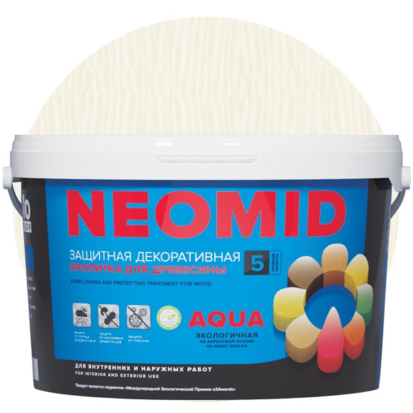 Пропитка для древесины Neomid Bio Color Aqua белая 9 л