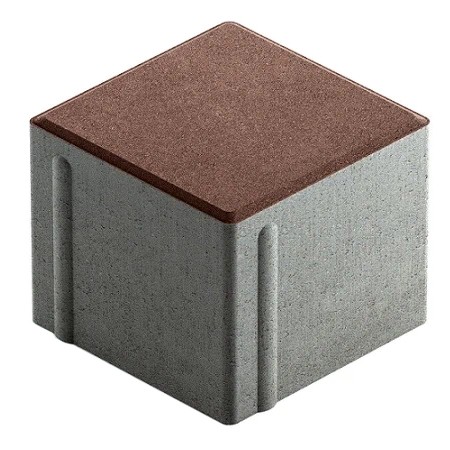 Тротуарная плитка Steingot Сити 80 из серого цемента с частичным прокрасом квадрат темно-коричневая 100х100х80 мм