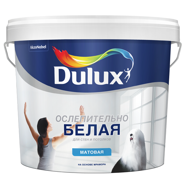 Краска Dulux 3D White для стен и потолков на основе мрамора база BW ослепительно белая матовая 5 л