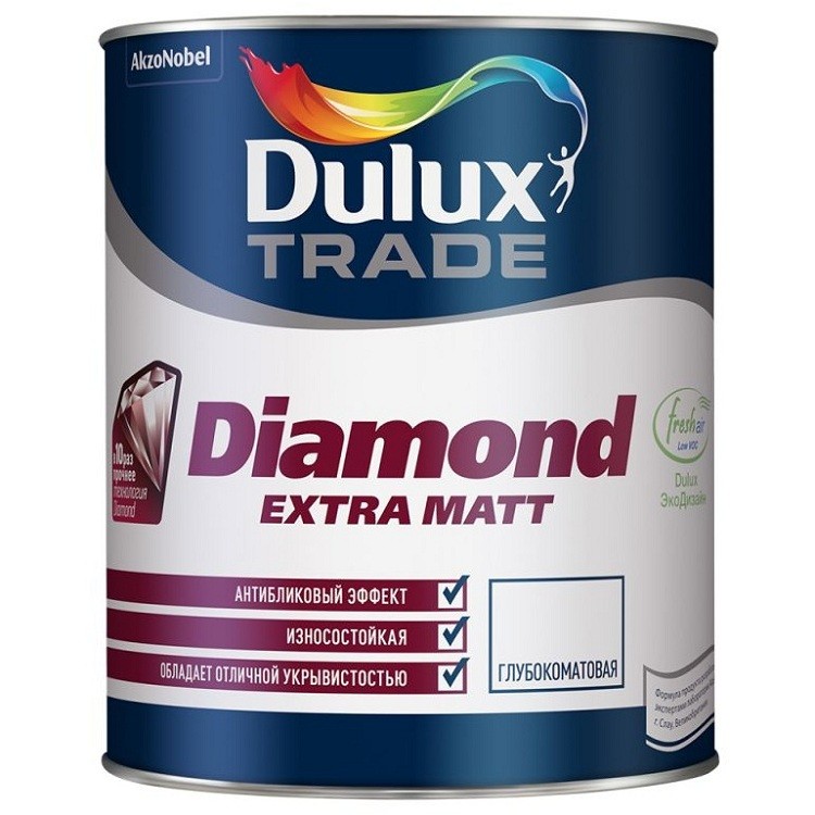 Краска Dulux Trade Diamond Extra Matt глубокоматовая база BW 10 л