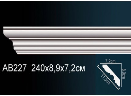 Карниз потолочный полиуретановый Перфект AB227 2400х89х72 мм