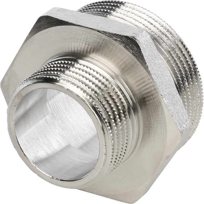 Ниппель переходной Stout SFT-0004-001121 1 1/2х1 дюйм никелированный с наружной резьбой