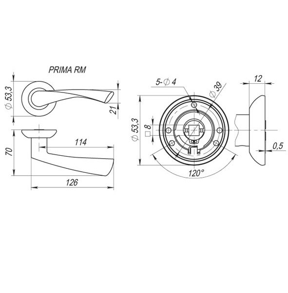 Ручка дверная Fuaro Prima RM CP-8 хром