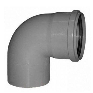 Отвод канализационный ПП Политэк Ду 50 мм 90 градусов с кольцом
