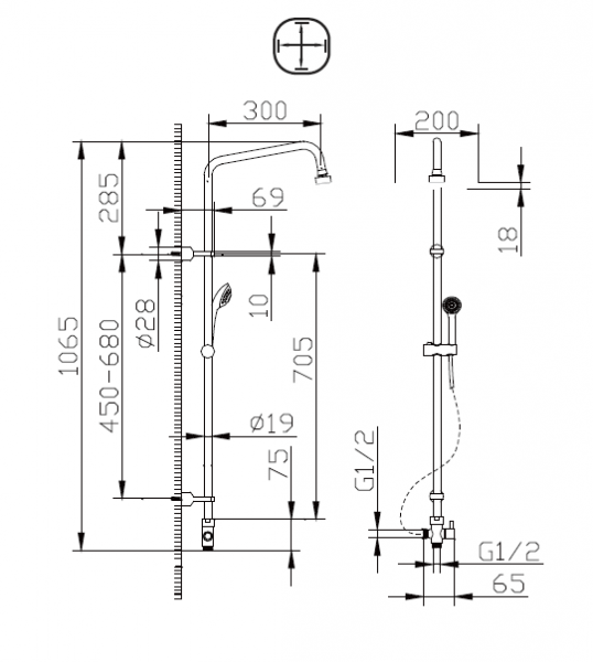 Душевая стойка Bravat Fit S D283CP-2A-RUS