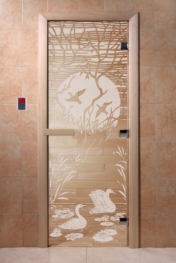 Дверь для сауны стеклянная Doorwood DW00947 Лебединое озеро прозрачная 700х1900 мм