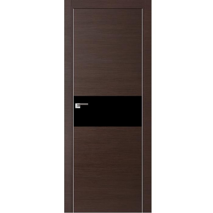 Дверное полотно Profil Doors 4Z экошпон Венге кроскут стекло черное 2000х900 мм с врезкой под магнитный замок и скрытые петли