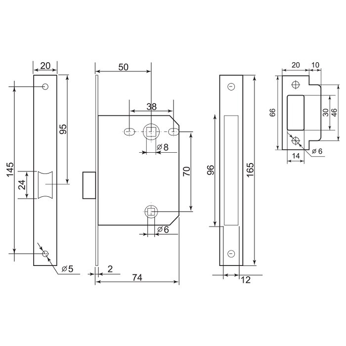Защелка межкомнатная Palladium 170 AC
