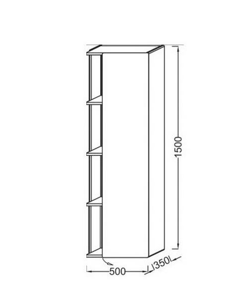 Шкаф-колонна Jacob Delafon Terrace EB1179D-M61 правосторонний 1500х500х350 мм мягкий черный