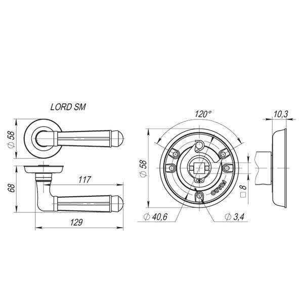 Ручка дверная Fuaro Lord SM MAB-6 