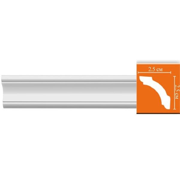 Плинтус потолочный полиуретановый Decomaster 96251F 2400х25х25 мм