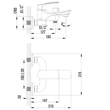 Смеситель для ванны Lemark Plus Shape LM1712C