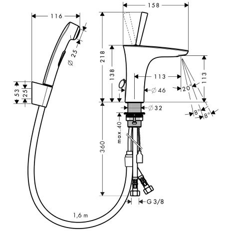 Смеситель для биде Hansgrohe PuraVida 15275400 белый/хром c гигиеническим душем