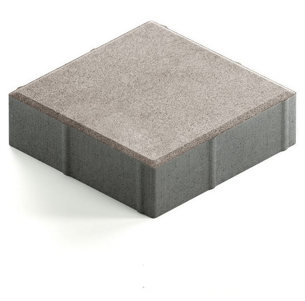 Тротуарная плитка Steingot Практик 60 из серого цемента с частичным прокрасом квадрат светло-серая 200х200х60 мм