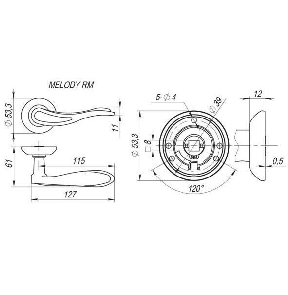 Ручка дверная Fuaro Melody RM AC-9