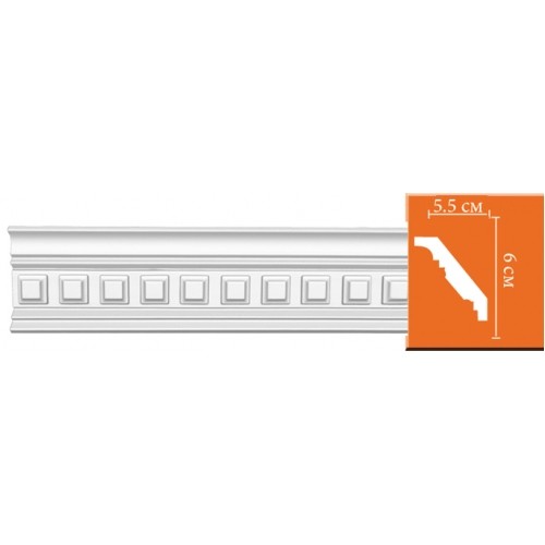 Плинтус потолочный полиуретановый Decomaster 95126 2400х60х55 мм