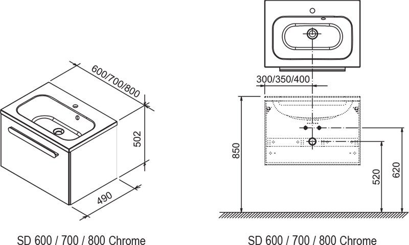 Тумба под раковину Ravak Chrome SD 800 X000000534 глянцевая белая