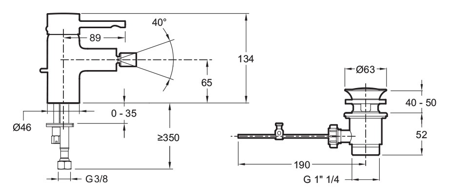 Смеситель для биде Jacob Delafon Cuff E37045-CP