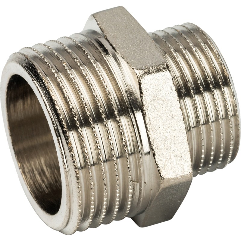 Ниппель переходной Stout SFT-0004-000134 1х3/4 дюйма никелированный с наружной резьбой