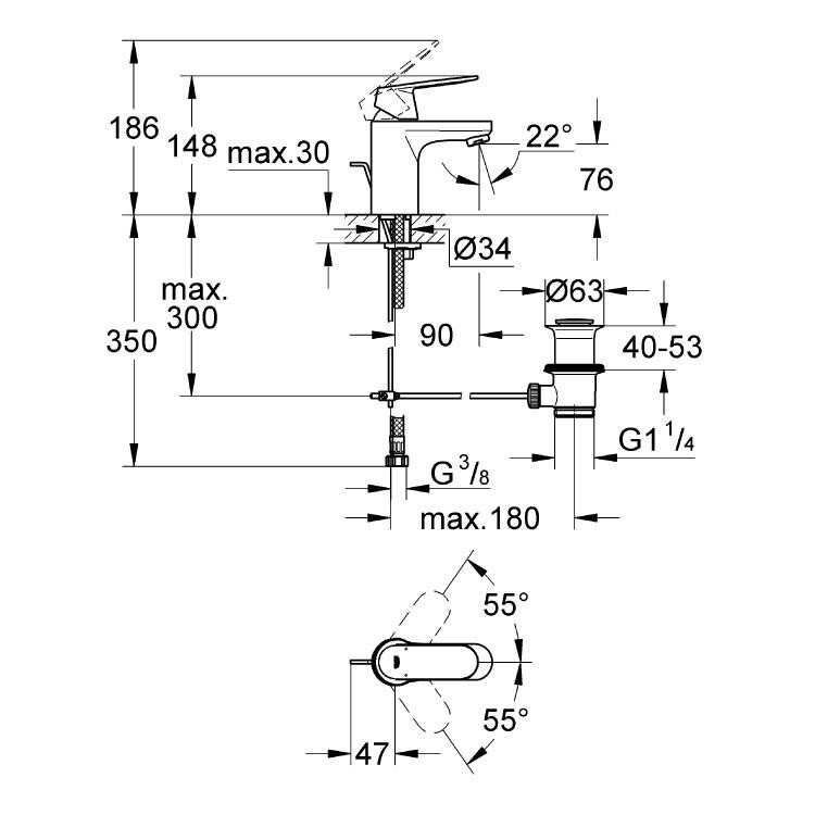 Смеситель для раковины Grohe Eurosmart Cosmopolitan 32825000