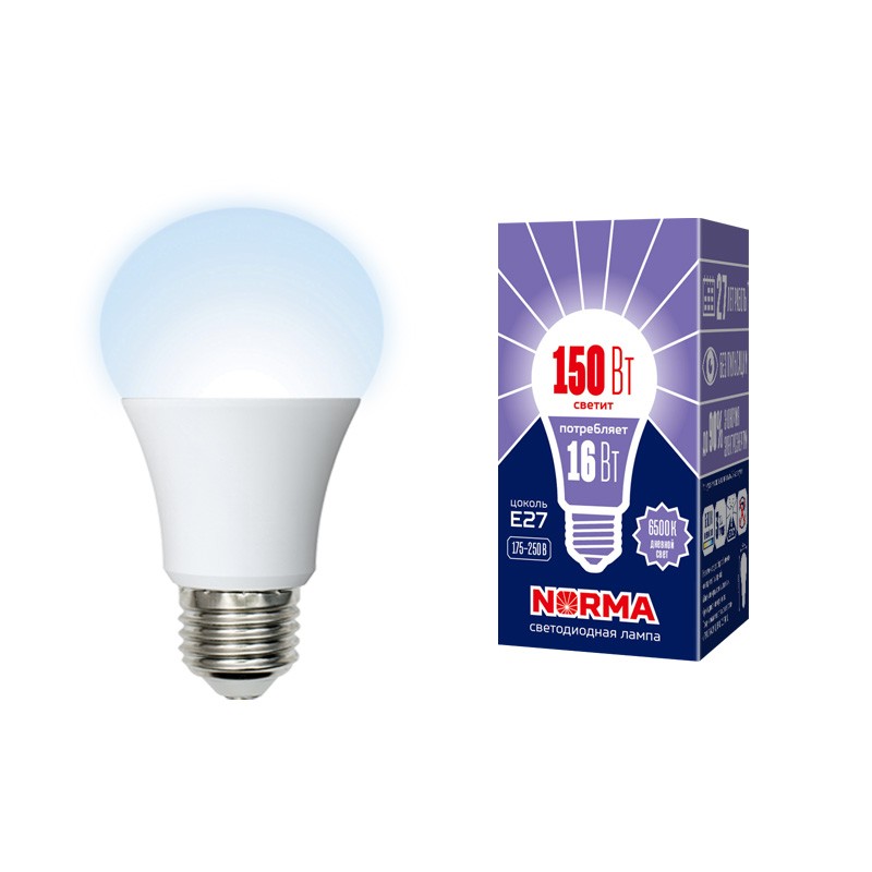 Лампа светодиодная Volpe Norma LED-A60-16W/DW/E27/FR/NR 6500K
