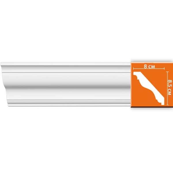 Плинтус потолочный полиуретановый Decomaster DP-357 2400х80х85 мм