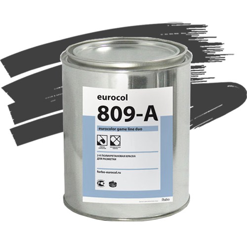 Краска полиуретановая Forbo Eurocolor 809-A Game Line Duo для разметки черная 0,5 кг