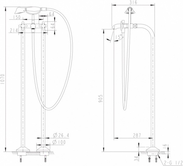Смеситель для ванны Bravat Summer Rain F677111C-B 