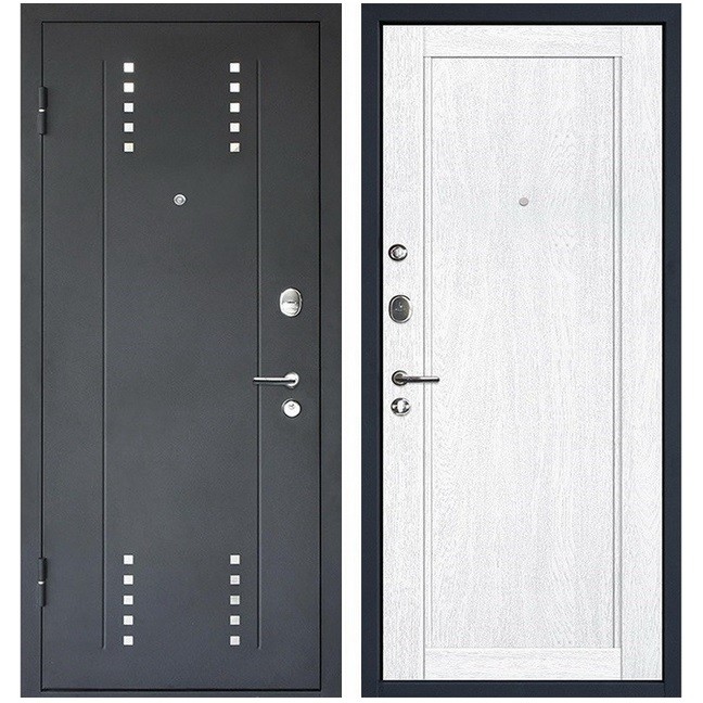 Дверь входная металлическая МеталЮр М26 левая 2050х860 мм снаружи металл Черный бархат внутри МДФ Монблан