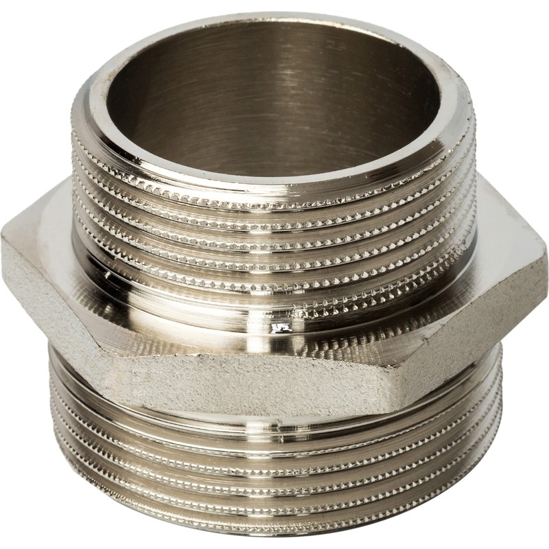 Ниппель переходной Stout SFT-0004-112114 1 1/2х1 1/4 дюйма никелированный с наружной резьбой
